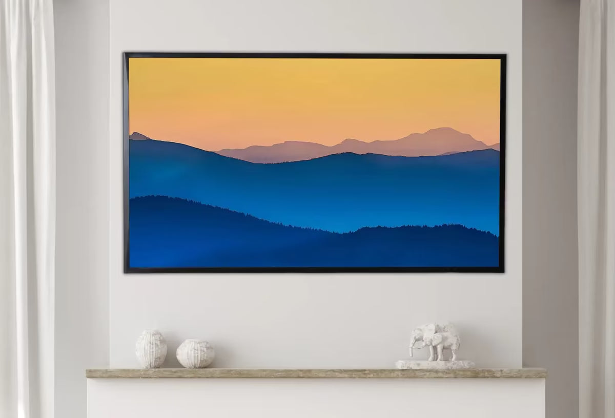 Samsung Frame TV Art 4K Abstract Mountain Sunrise Landscape Wall Art. Instant Download Blue Mountain Digital Painting. Art for the Frame TV – Frame TV  Art
