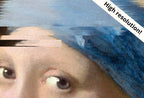 Detail view of artwork from Samsung Frame TV Art 4K Altered Paintings Set of 2. Girl with Pearl Earring & Mona Lisa Altered Classic Paintings. Glitch Art for Frame TV. (variation 2)