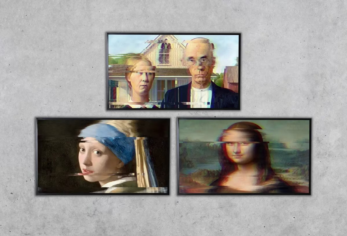 Samsung Frame TV Art 4K Altered Paintings Set of 3. Girl w Pearl Earring, Mona Lisa & American Gothic Altered Classic Portraits for Frame TV – Frame TV Art Set