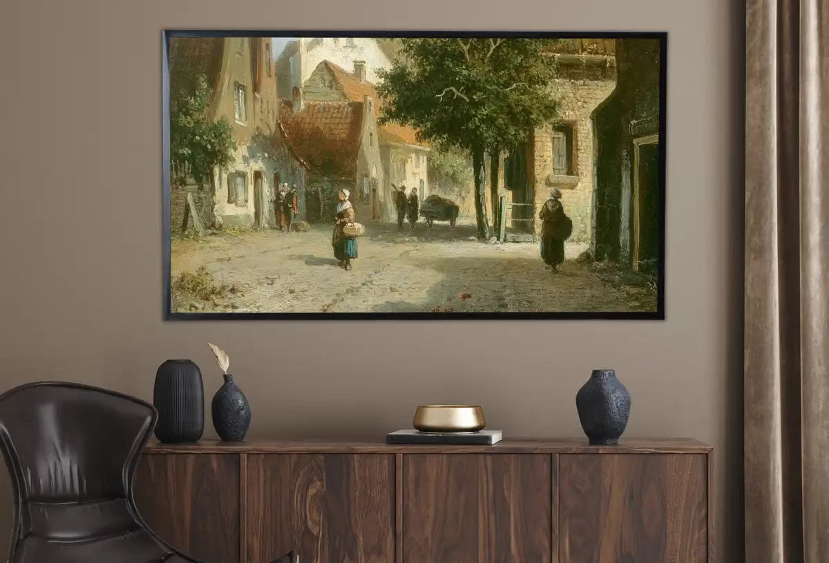 Samsung Frame TV Art 4K Amsterdam Street Scene Vintage Oil Painting. Instant Download Rustic European Village Landscape for the Frame TV – Frame TV  Art