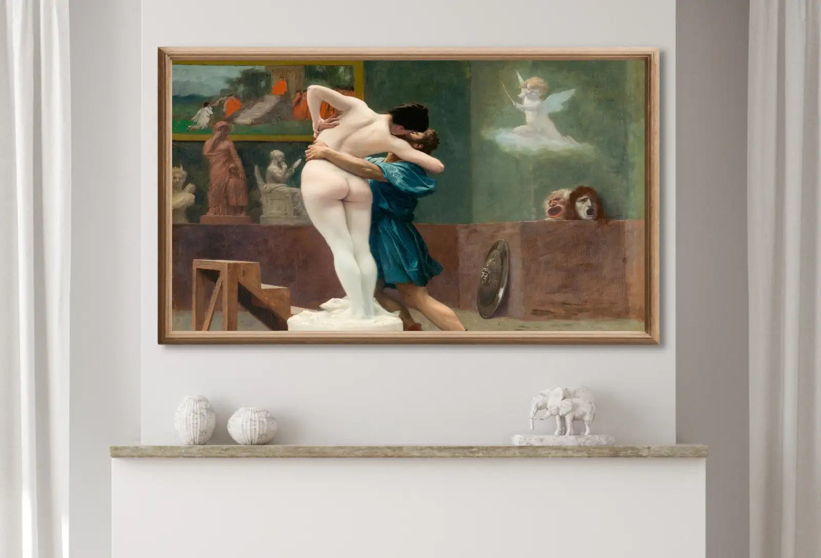 Second included artwork preview from Samsung Frame TV Art 4K Ancient Greek Mythology Art Pygmalion and Galatea Vintage Painting. Downloadable Nude Greek Goddess Art for Frame TV featuring various scenes.