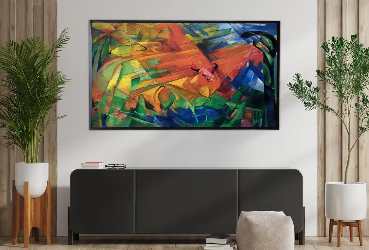 Detail view of artwork from Samsung Frame TV Art 4K Animals in a Landscape Abstract Vintage Painting. Instant Download Art for Frame TV. Abstract Home Decor. TV Art. (variation 2)