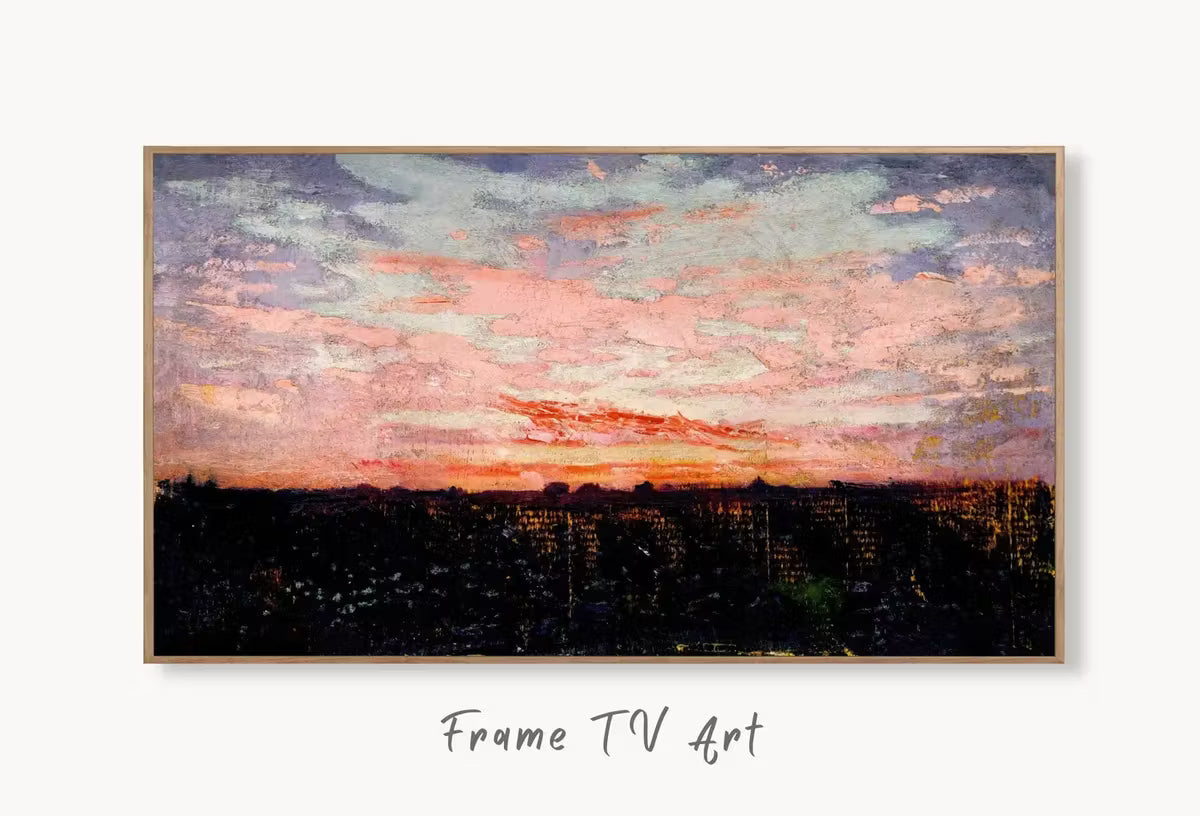 Samsung Frame TV Art 4K Antique Moody Abstract Vintage Sunset Oil Painting. Instant Download Rustic Abstract Painting. Art for the Frame TV – Frame TV Art Set