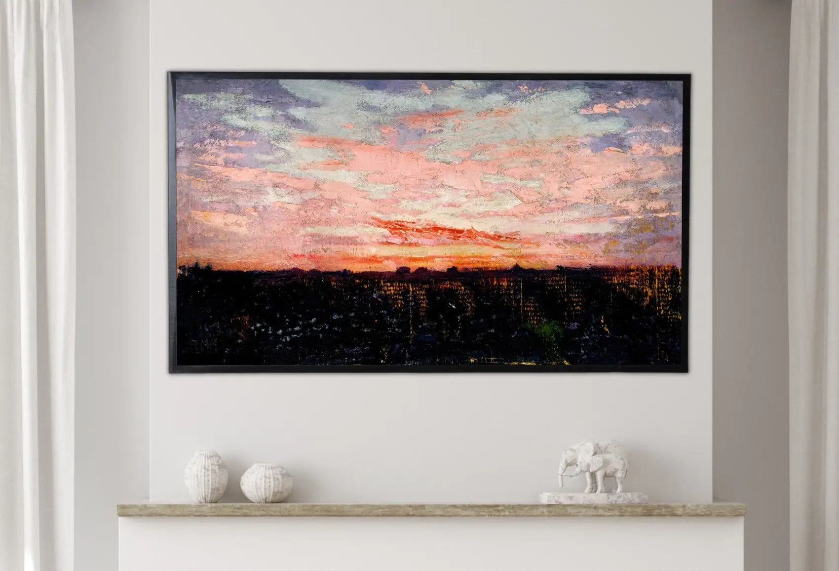 Included artwork preview showing first selection of artworks from Samsung Frame TV Art 4K Antique Moody Abstract Vintage Sunset Oil Painting. Instant Download Rustic Abstract Painting. Art for the Frame TV.