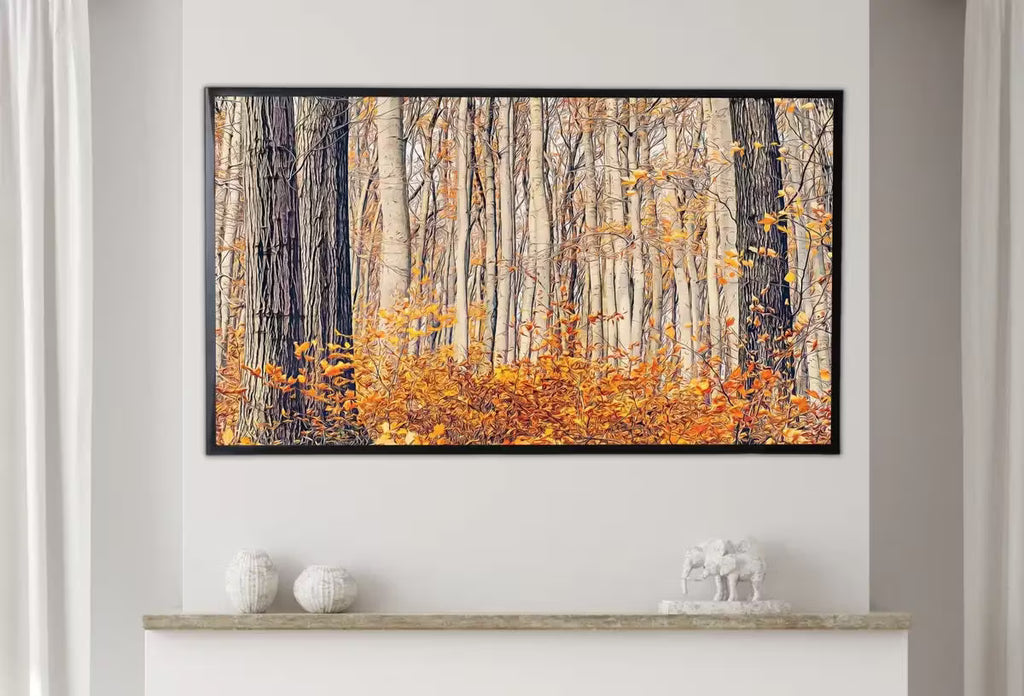 Samsung Frame TV Art 4K Autumn Forest Trail Landscape Digital Painting. Instant Download Fall Art for the Samsung Frame TV. Art for TV – Frame TV  Art