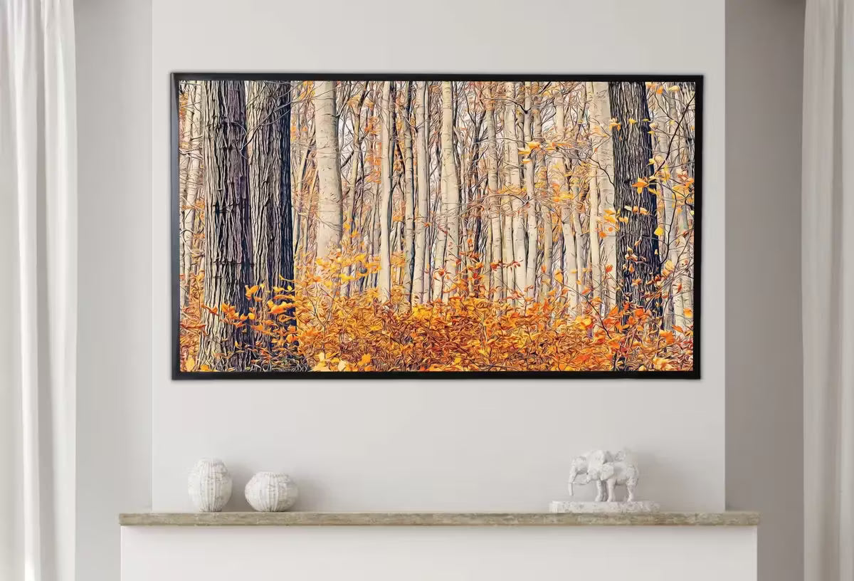 Samsung Frame TV Art 4K Autumn Forest Trail Landscape Digital Painting. Instant Download Fall Art for the Samsung Frame TV. Art for TV – Frame TV  Art