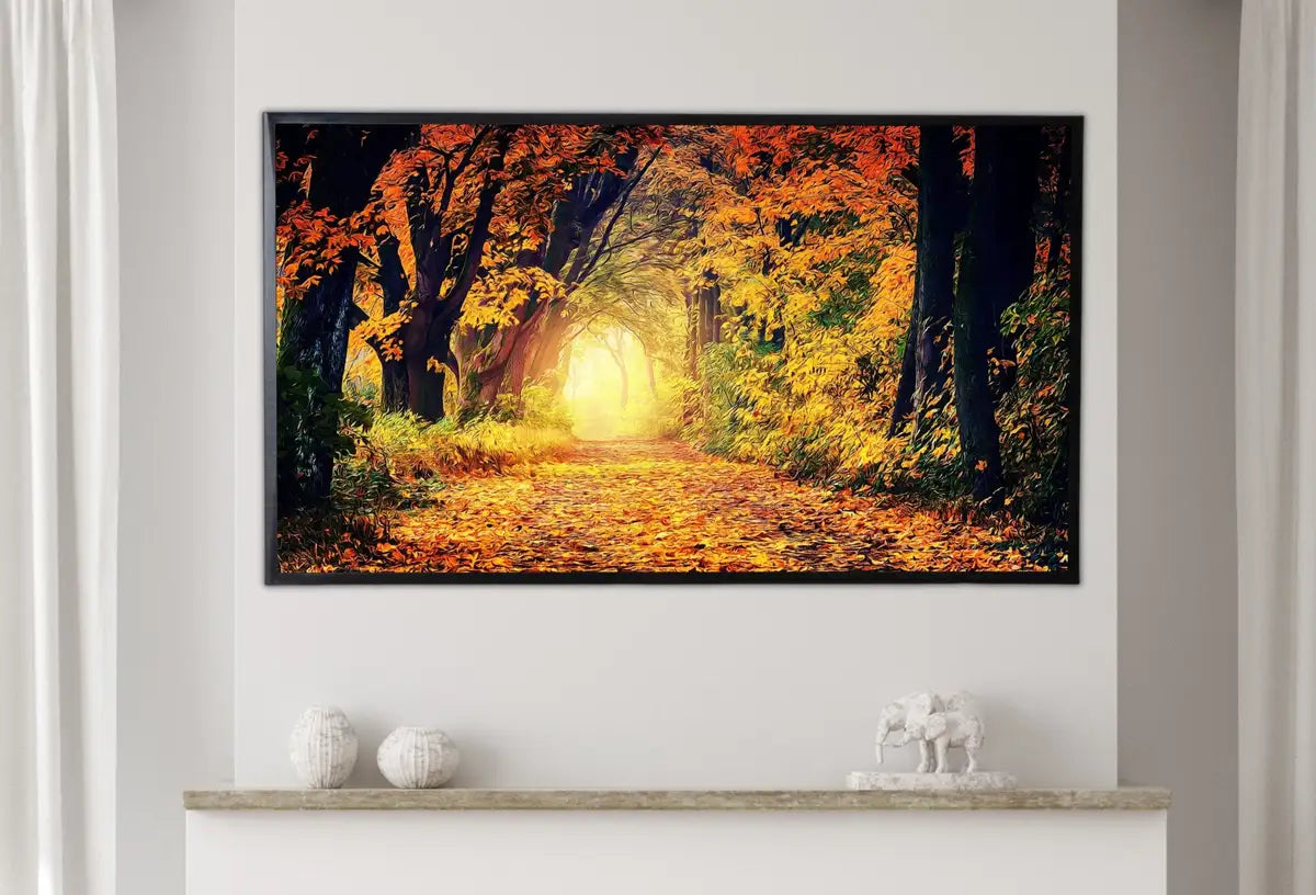 Detail view of artwork from Samsung Frame TV Art 4K Autumn Forest View Landscape Digital Painting. Instant Download Fall Nature Art for the Samsung Frame TV. Art for TV. (variation 2)