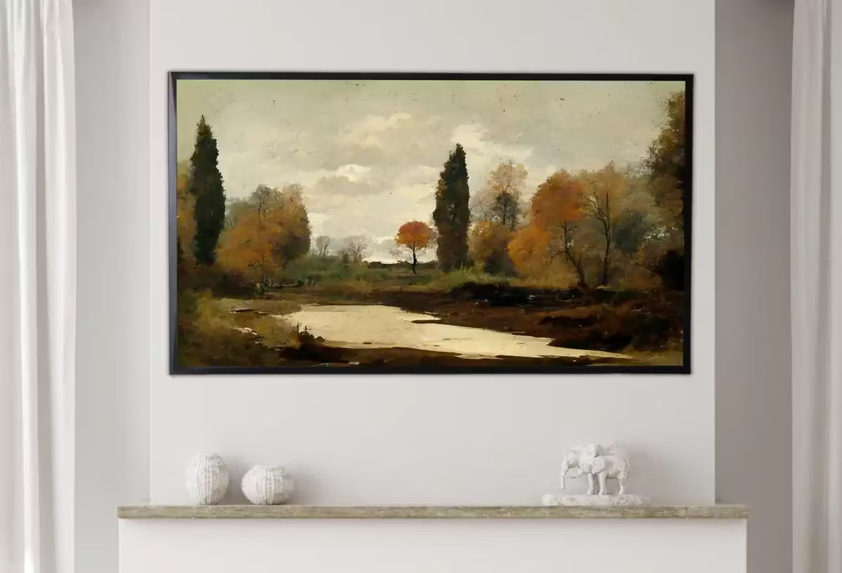 Samsung Frame TV Art 4K Autumn Landscape Rustic Digital Painting. Instant Download Muted Fall Art for the Samsung Frame TV. Moody Art for TV – Frame TV  Art