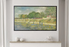 Detail view of artwork from Samsung Frame TV Art 4K Bank of the Seine. Famous Painting by Vincent van Gogh. Instant Download. van Gogh Landscape for the Frame TV. (variation 2)
