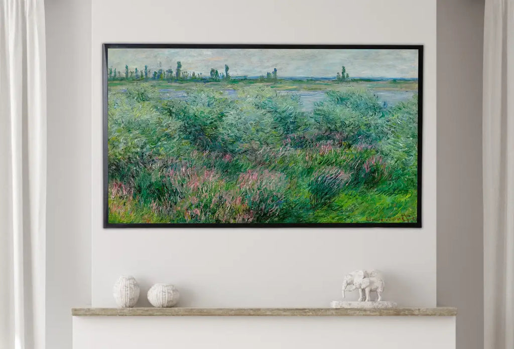 Detail view of artwork from Samsung Frame TV Art 4K Banks of the Seine Monet Famous Painting. Instant Download Vintage Art for Samsung Frame TV. Claude Monet Art for TV. (variation 2)