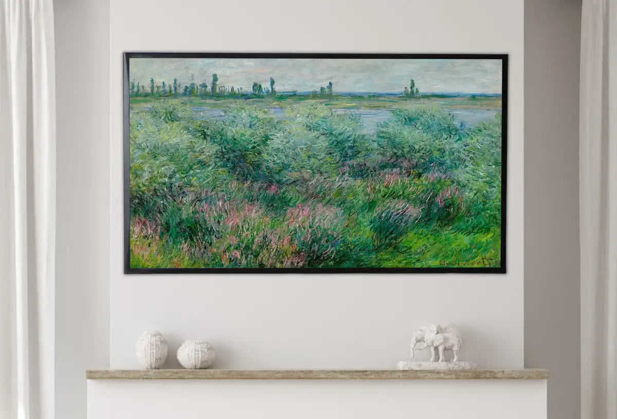 Detail view of artwork from Samsung Frame TV Art 4K Banks of the Seine Monet Famous Painting. Instant Download Vintage Art for Samsung Frame TV. Claude Monet Art for TV. (variation 2)