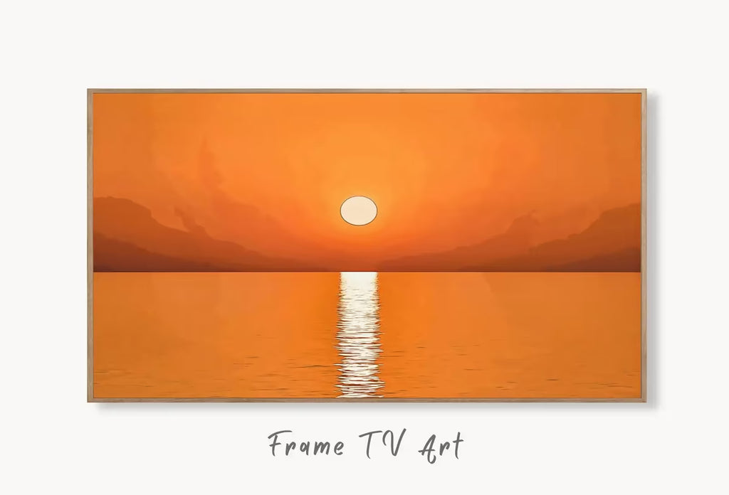 Samsung Frame TV Art 4K Beach Sunset Landscape Wall Art. Instant Download Landscape Wall Art for the Frame TV. Boho Abstract Sunset Painting – Frame TV Art Set