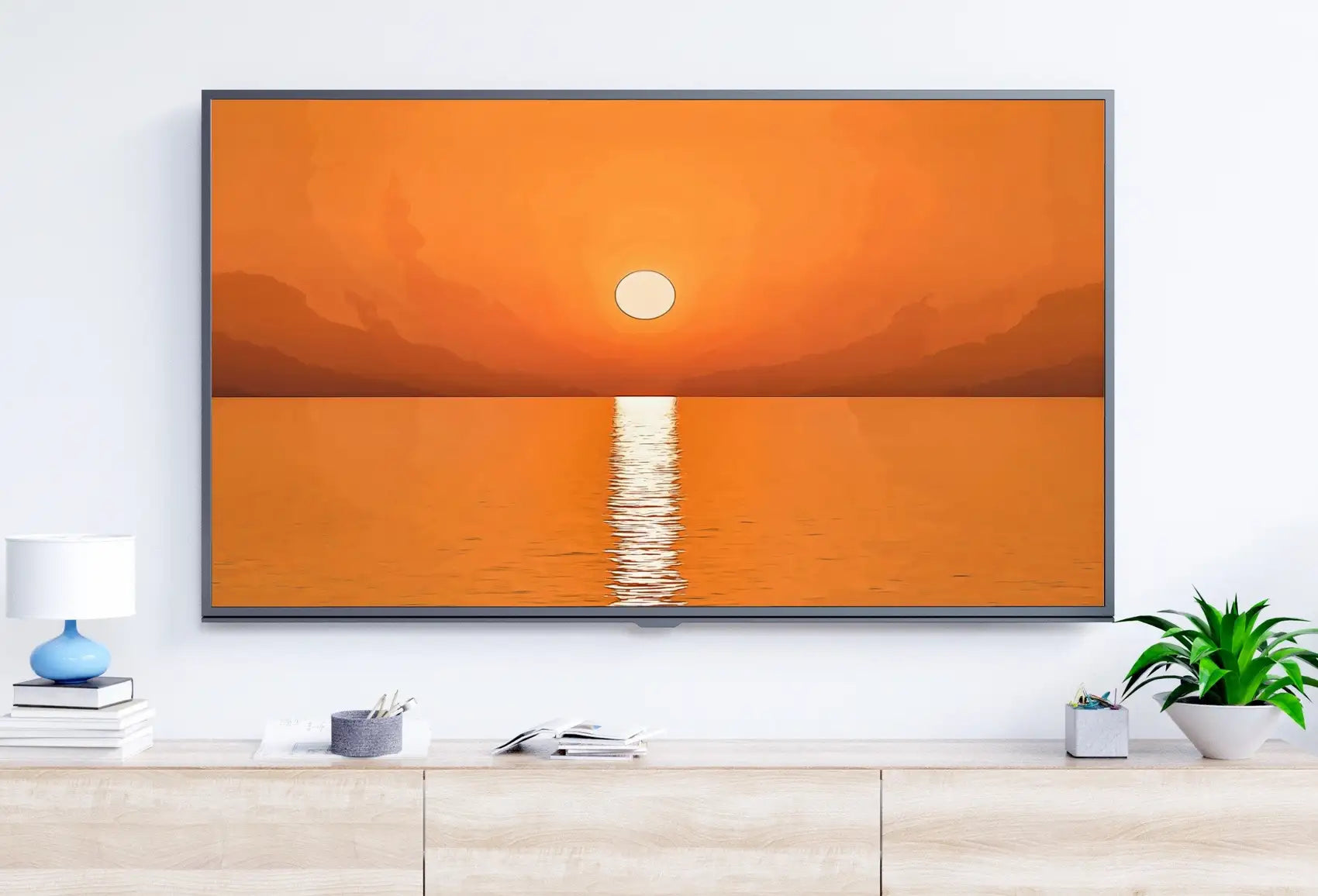 Included artwork preview showing first selection of artworks from Samsung Frame TV Art 4K Beach Sunset Landscape Wall Art. Instant Download Landscape Wall Art for the Frame TV. Boho Abstract Sunset Painting.
