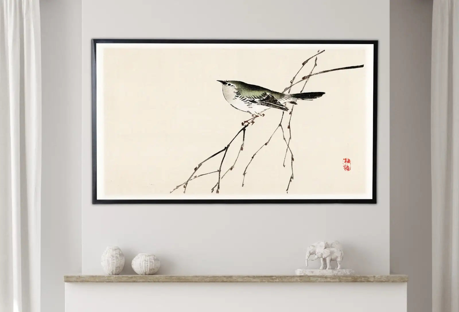 Included artwork preview showing first selection of artworks from Samsung Frame TV Art 4K Bird on a Branch Vintage Japanese Wall Art. Instant Download Antique Japanese Art for the Frame TV. Bird Art.