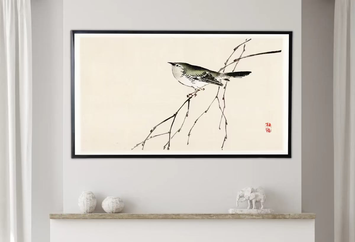 Samsung Frame TV Art 4K Bird on a Branch Vintage Japanese Wall Art. Instant Download Antique Japanese Art for the Frame TV. Bird Art – Frame TV  Art