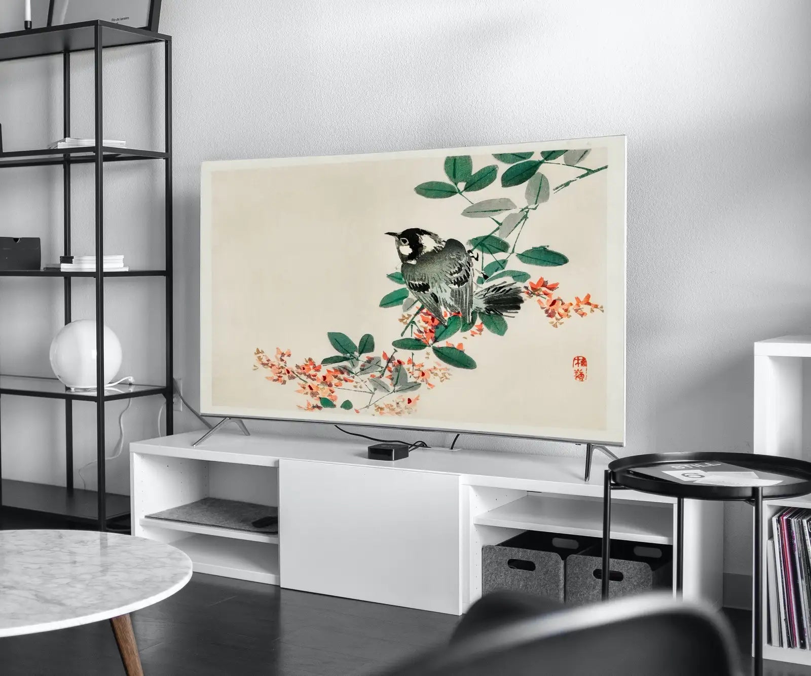Detail view of artwork from Samsung Frame TV Art 4K Bird on Branch Vintage Japanese Painting. Instant Download Vintage Art for TV. 19th Century Japanese Wall Art. (variation 1)