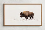 Samsung Frame TV Art 4K Bison Standing in Snow Landscape Digital Painting. Instant Download Buffalo Art for the Samsung Frame TV. Art for TV – Frame TV  Art