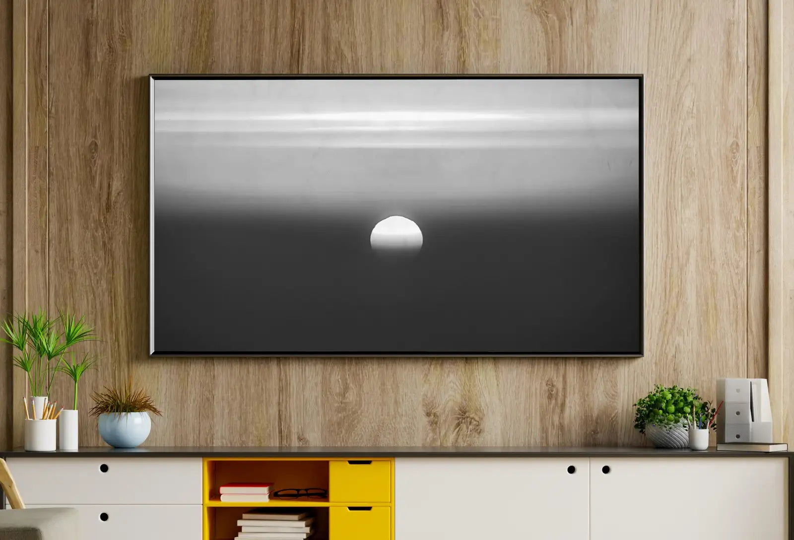 Samsung Frame TV Art 4K Black and White Abstract Sunset Painting. Instant Download Abstract Art for Samsung Frame TV. Minimalist Art for TV – Frame TV Art Set (Digital Download) – Digital Download