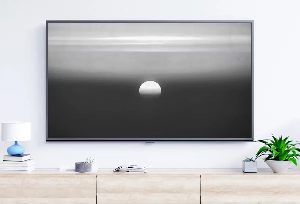 Samsung Frame TV Art 4K Black and White Abstract Sunset Painting. Instant Download Abstract Art for Samsung Frame TV. Minimalist Art for TV – Frame TV Art Set