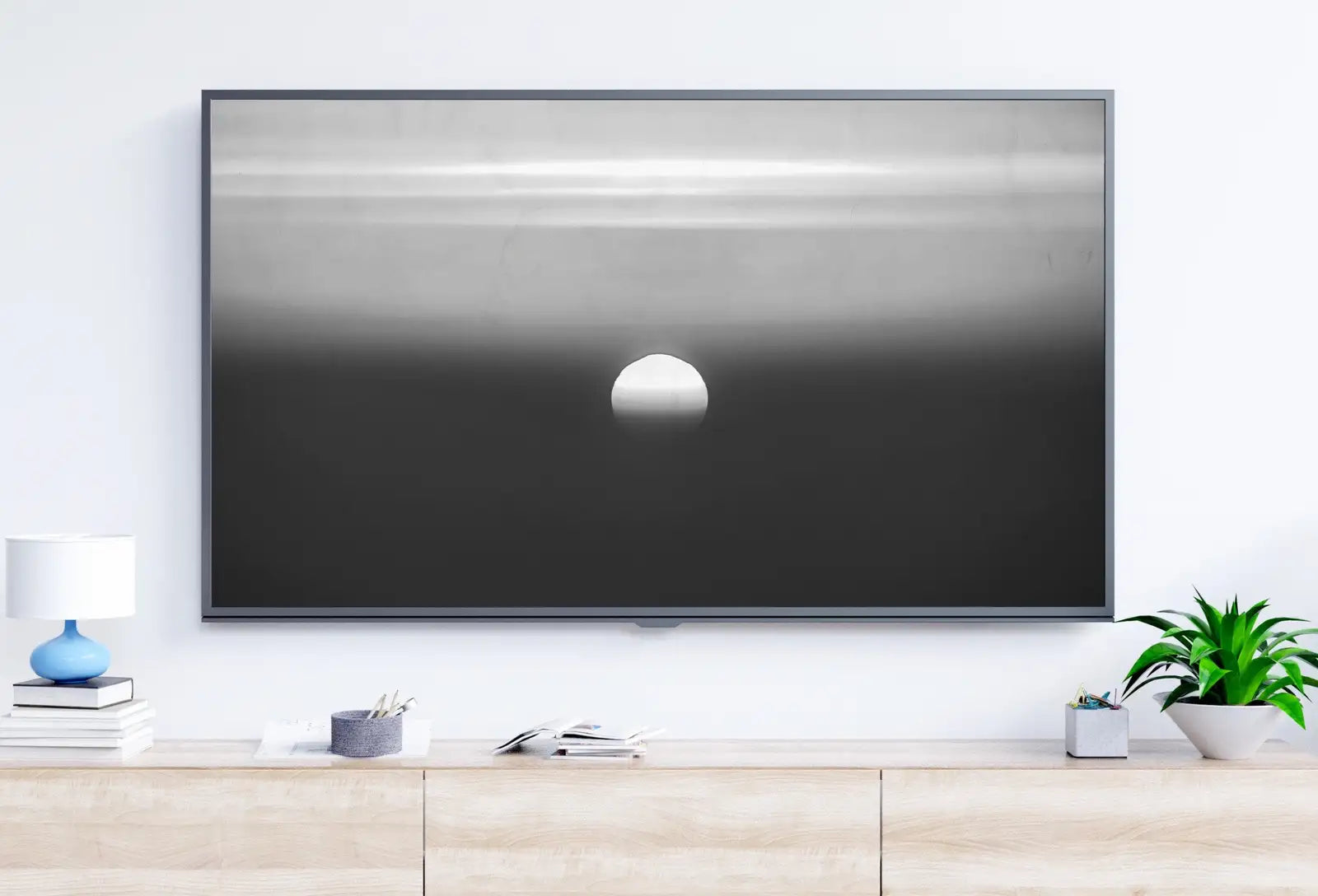 Samsung Frame TV Art 4K Black and White Abstract Sunset Painting. Instant Download Abstract Art for Samsung Frame TV. Minimalist Art for TV – Frame TV Art Set (Digital Download) – Digital Download