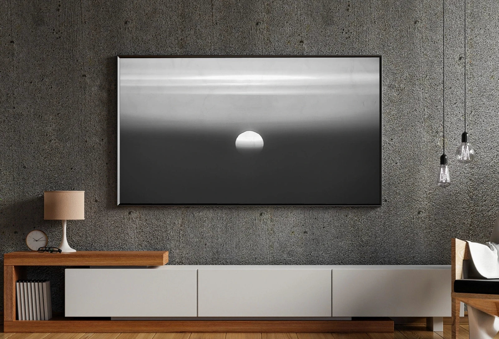 Samsung Frame TV Art 4K Black and White Abstract Sunset Painting. Instant Download Abstract Art for Samsung Frame TV. Minimalist Art for TV – Frame TV Art Set (Digital Download) – Digital Download