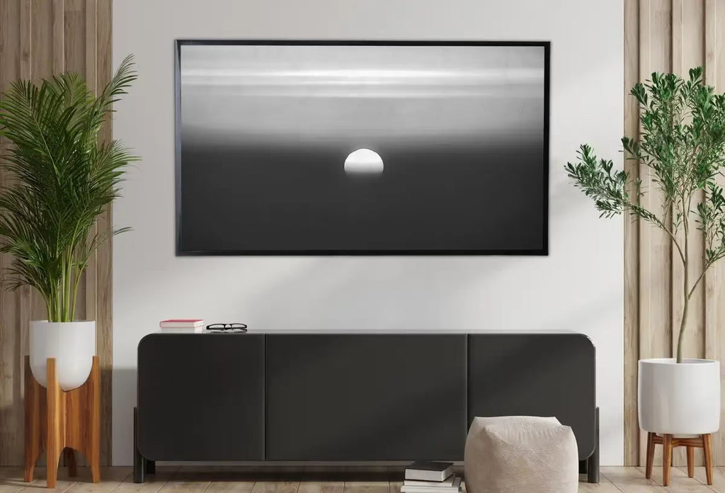 Samsung Frame TV Art 4K Black and White Abstract Sunset Painting. Instant Download Abstract Art for Samsung Frame TV. Minimalist Art for TV – Frame TV Art Set