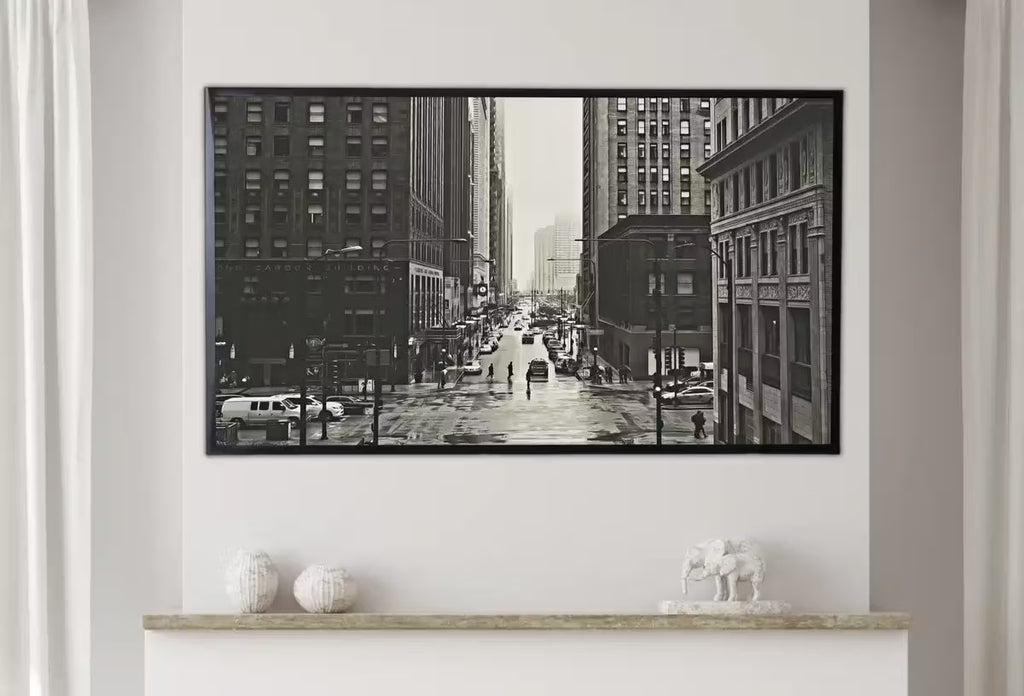 Samsung Frame TV Art 4K Black and White Chicago Streets Art. Instant Download Chicago Photography for the Frame TV. Chicago Illinois Decor – Frame TV  Art