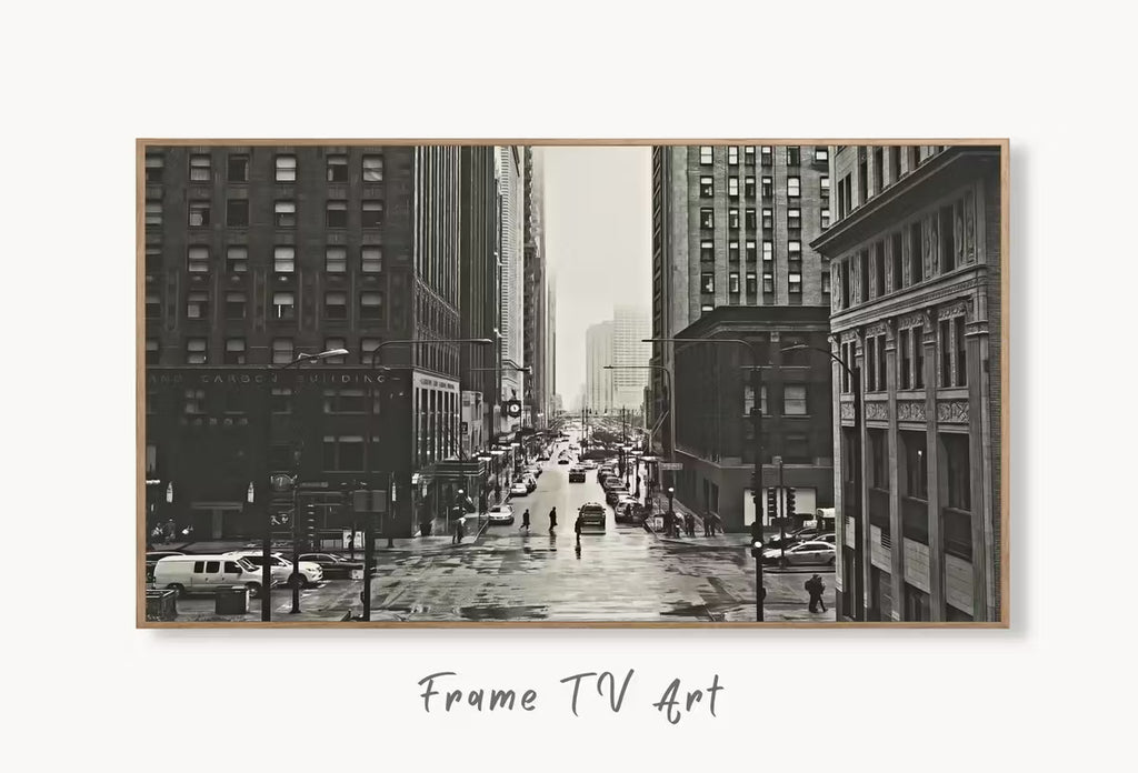 Samsung Frame TV Art 4K Black and White Chicago Streets Art. Instant Download Chicago Photography for the Frame TV. Chicago Illinois Decor – Frame TV  Art