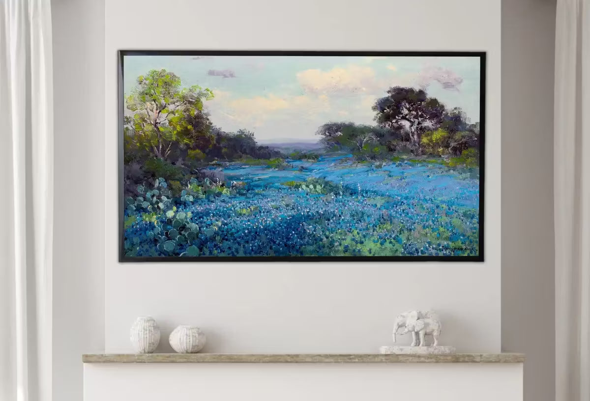 Samsung Frame TV Art 4K Blue Bonnets Vintage Spring Landscape Painting. Instant Download Bluebonnets Field Landscape. Wall Art for Frame TV – Frame TV  Art