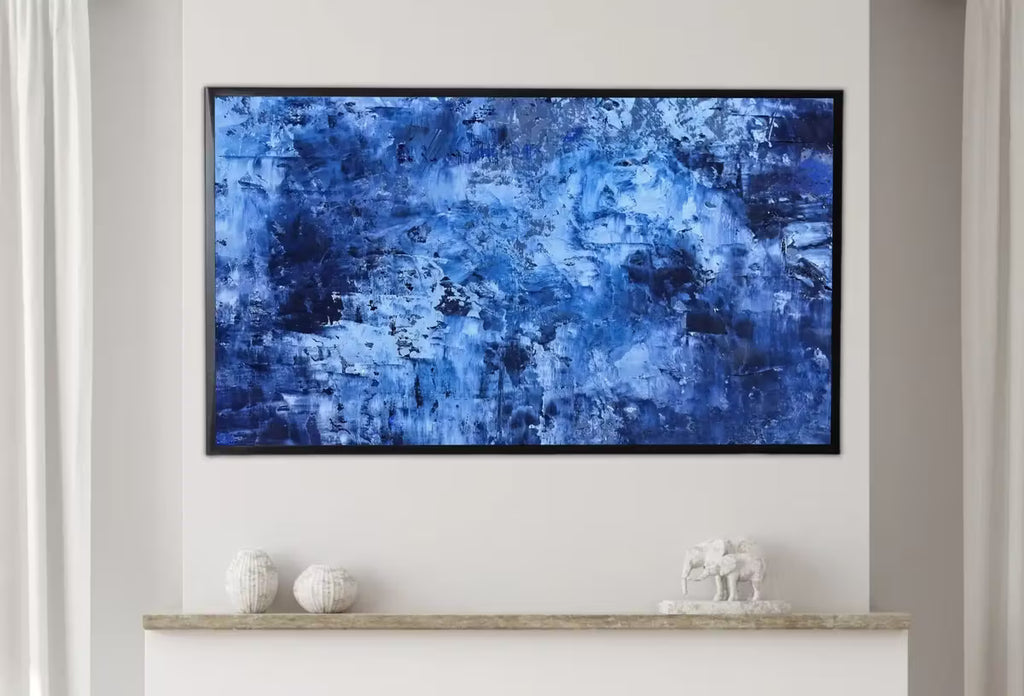 Samsung Frame TV Art 4K Blue Modern Wall Texture Abstract Painting. Minimal Abstract Art. Instant Download Cracked Paint Art for TV. – Frame TV  Art