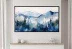 Samsung Frame TV Art 4K Blue Mountain Forest Landscape Painting. Instant Download. Abstract Forest Art for Samsung Frame TV. Art for TV – Frame TV  Art