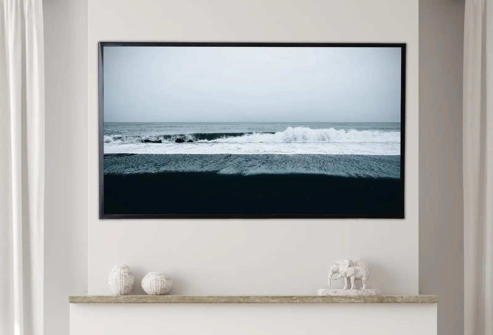 Included artwork preview showing first selection of artworks from Samsung Frame TV Art 4K, Blue Wavy Ocean Coastal Wall Decor. Samsung Art TV Digital Download for Samsung Frame, Beach Landscape Frame TV Art.