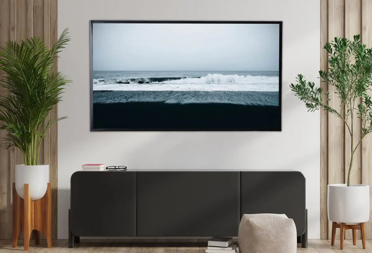 Detail view of artwork from Samsung Frame TV Art 4K, Blue Wavy Ocean Coastal Wall Decor. Samsung Art TV Digital Download for Samsung Frame, Beach Landscape Frame TV Art. (variation 2)