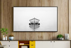 Detail view of artwork from Samsung Frame TV Art 4K Boat At Sea Print, Nautical Wall Decor. Instant Download Black and White Art for the Frame TV. Minimalist Art for TV. (variation 2)