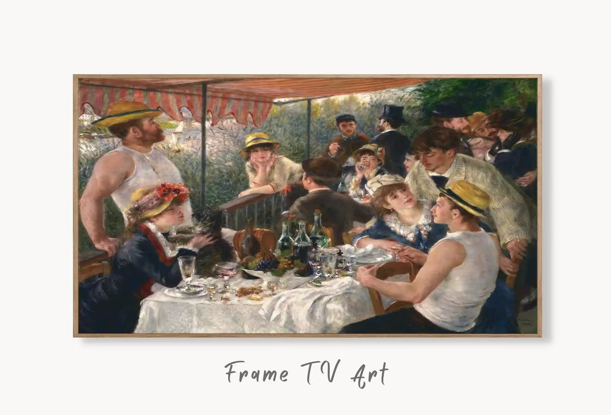 Samsung Frame TV Art 4K Boating Party Luncheon by Auguste Renoir. Famous Antique Oil Painting. Vintage Impressionist Art for Frame TV. – Frame TV  Art