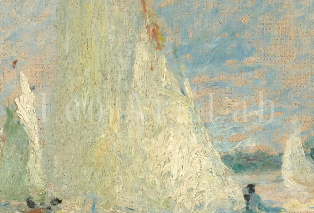 Detail view of artwork from Samsung Frame TV Art 4K Boats on Shore Painting by Auguste Renoir. Famous Antique Oil Painting. Coastal Landscape Vintage Art for Frame TV. (variation 1)