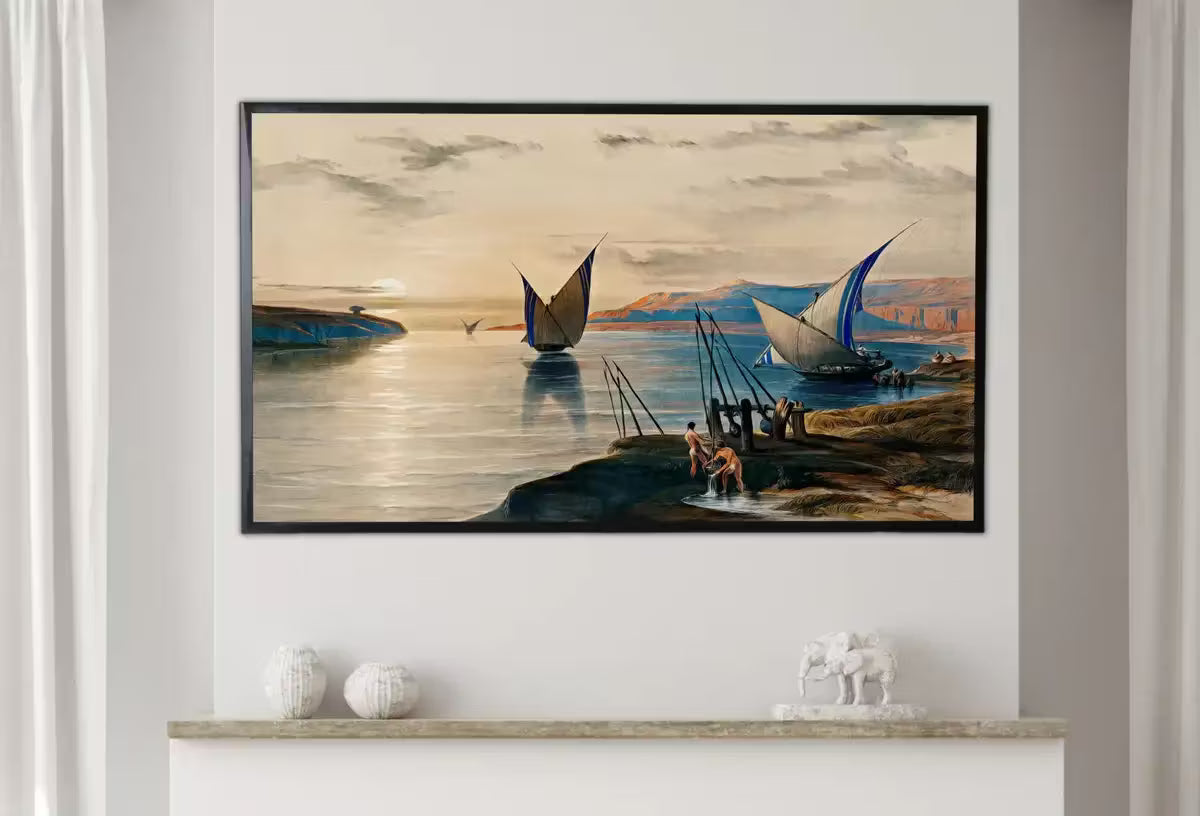 Samsung Frame TV Art 4K Boats on the Nile Ancient Egyptian Wall Art. Instant Download Antique Nautical Vintage Egyptian Art for Frame TV. – Frame TV  Art