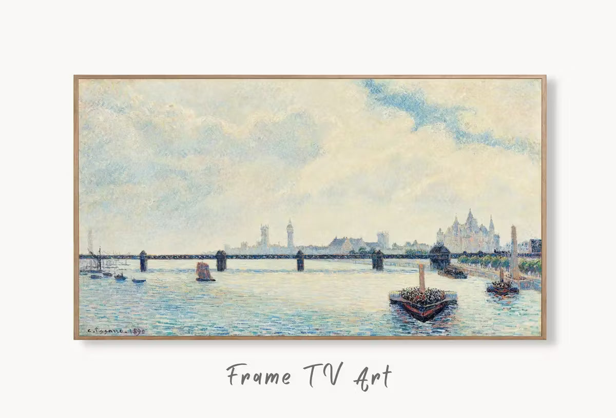 Samsung Frame TV Art 4K Camille Pissarro Vintage London Landscape Painting. Instant Download Vintage Art for Samsung Frame TV. London TV Art – Frame TV  Art