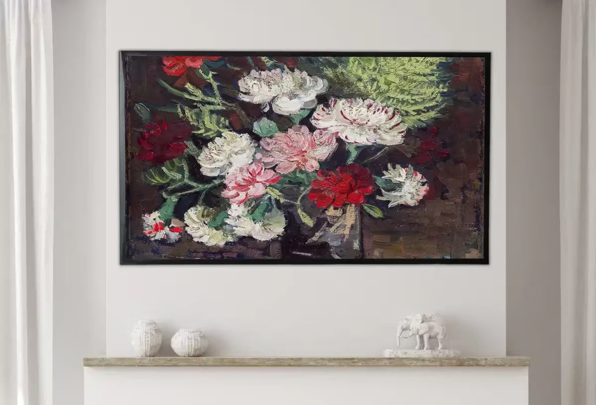 Samsung Frame TV Art 4K Carnations Famous Still Life Painting by Vincent van Gogh. Instant Download Floral Art for Frame TV Vintage Wall Art – Frame TV  Art