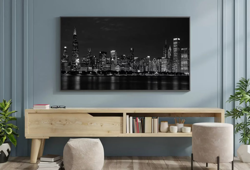 Samsung Frame TV Art 4K Chicago Skyline at Night Wall Art. Instant Download Chicago Photography Art for the Frame TV. Chicago Skyline Decor – Frame TV  Art