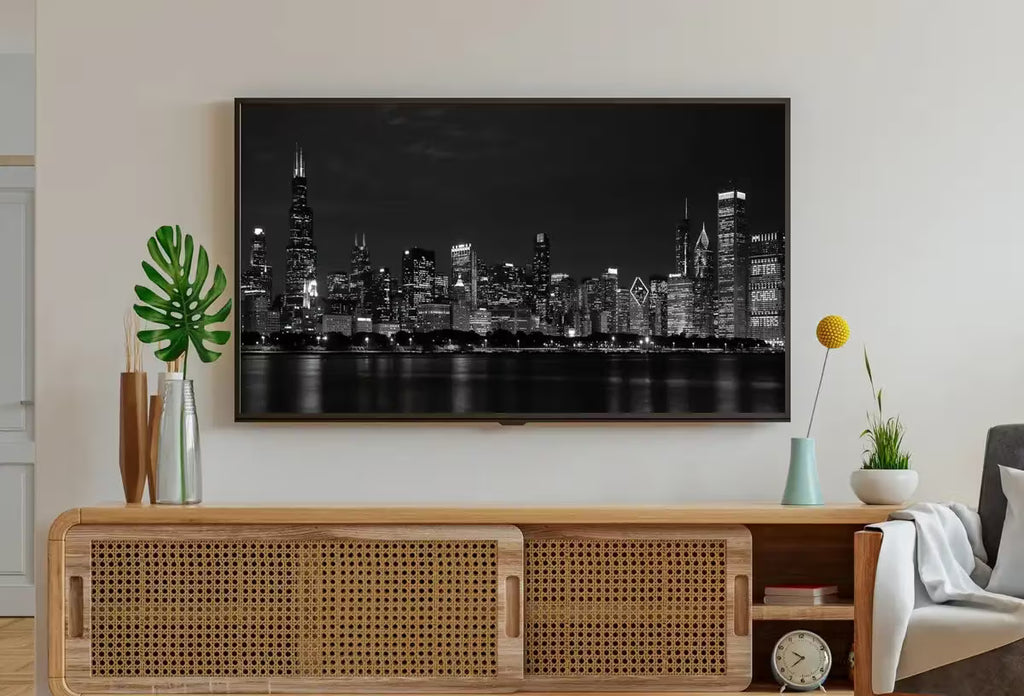 Samsung Frame TV Art 4K Chicago Skyline at Night Wall Art. Instant Download Chicago Photography Art for the Frame TV. Chicago Skyline Decor – Frame TV  Art