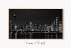 Art Frame TV 4K, skyline de Chicago la nuit, art mural. Téléchargement instantané de photographie de Chicago pour The Frame TV. Décor de skyline de Chicago