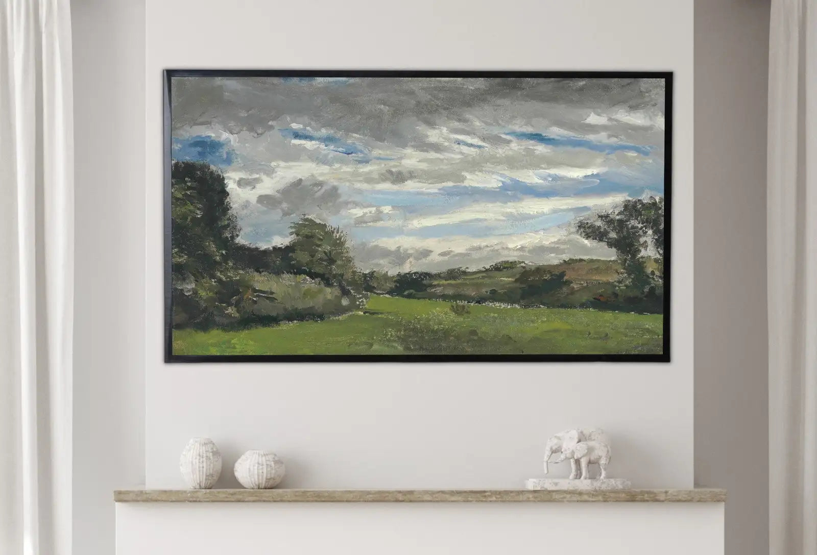 Detail view of artwork from Samsung Frame TV Art 4K Cloudy Landscape Famous Painting by Vincent van Gogh. Instant Download van Gogh Art for the Frame TV. Vintage Decor. (variation 1)