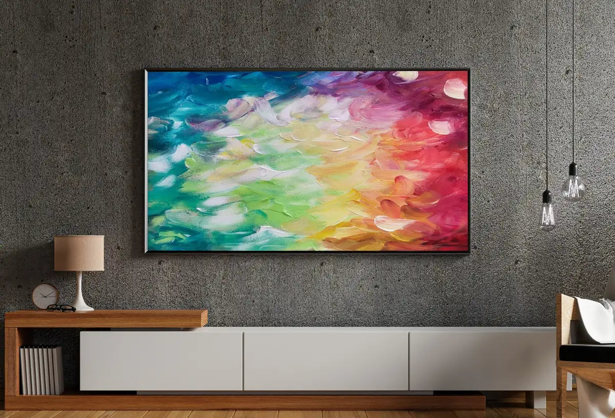 Detail view of artwork from Samsung Frame TV Art 4K, Colorful Abstract Canvas Painting. Samsung Art TV, Digital Download for Samsung Frame, Abstract Decor Frame TV Art. (variation 2)