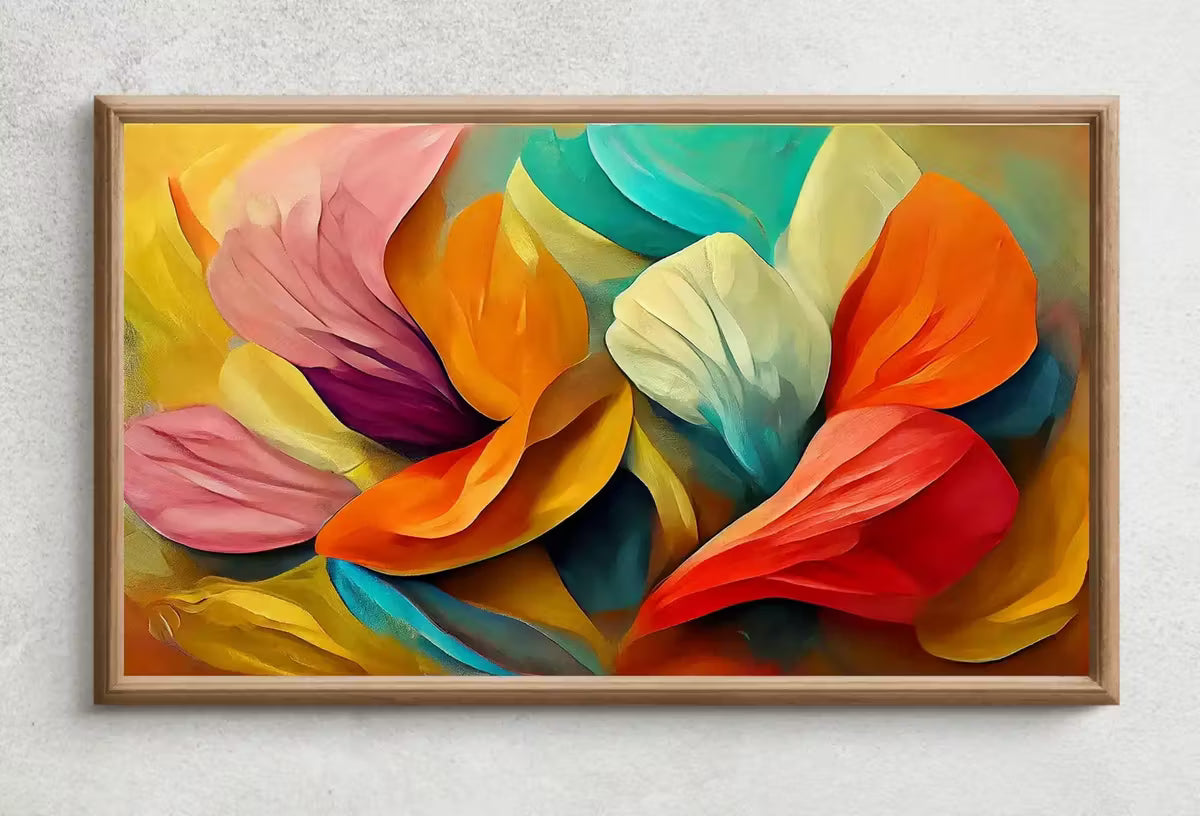 Samsung Frame TV Art 4K Colorful Abstract Flower Petals. Instant Download Botanical Leaves Digital Painting. Floral Modern Art for Frame TV – Frame TV  Art