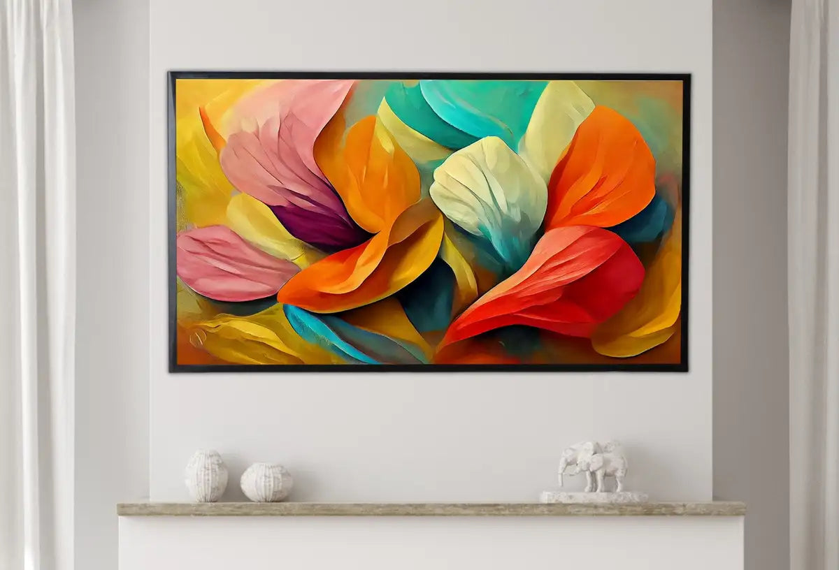 Detail view of artwork from Samsung Frame TV Art 4K Colorful Abstract Flower Petals. Instant Download Botanical Leaves Digital Painting. Floral Modern Art for Frame TV. (variation 1)