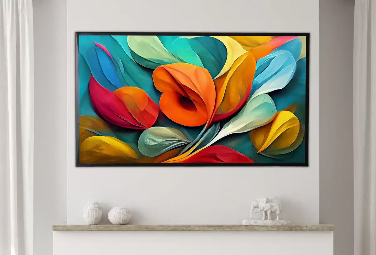 Samsung Frame TV Art 4K Colorful Abstract Flower Petals. Instant Download Colorful Botanical Leaves Painting. Floral Modern Art for Frame TV – Frame TV  Art