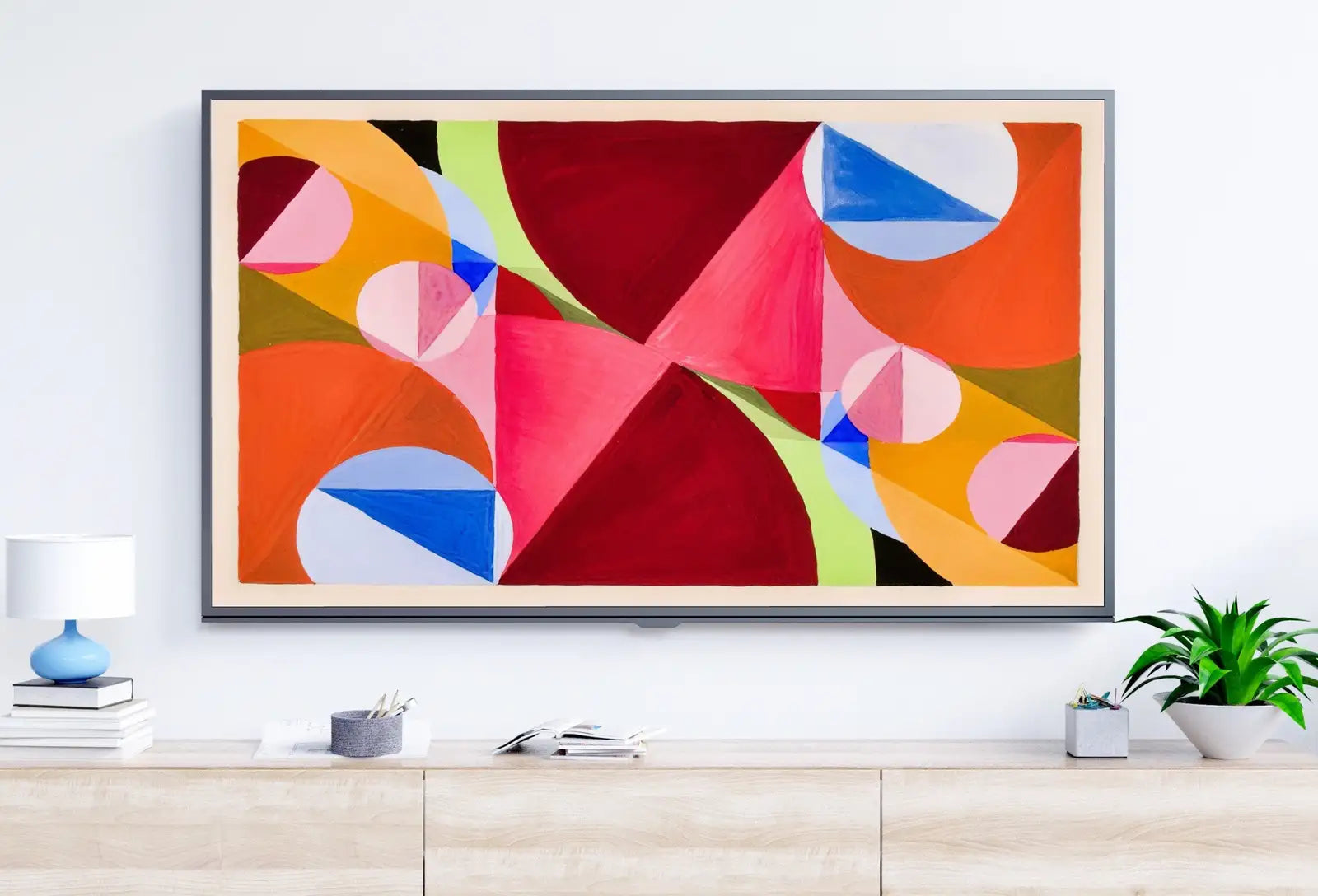 Included artwork preview showing first selection of artworks from Samsung Frame TV Art 4K Colorful Geometric Abstract Art. Instant Download Vintage Abstract Watercolor Painting. Art for Frame TV.