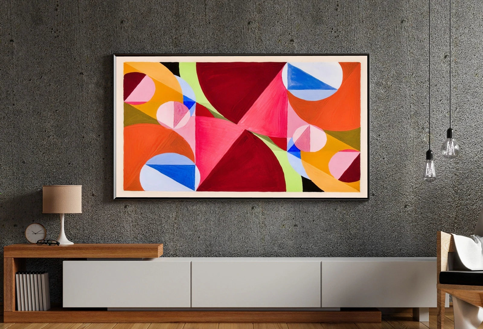 Detail view of artwork from Samsung Frame TV Art 4K Colorful Geometric Abstract Art. Instant Download Vintage Abstract Watercolor Painting. Art for Frame TV. (variation 1)