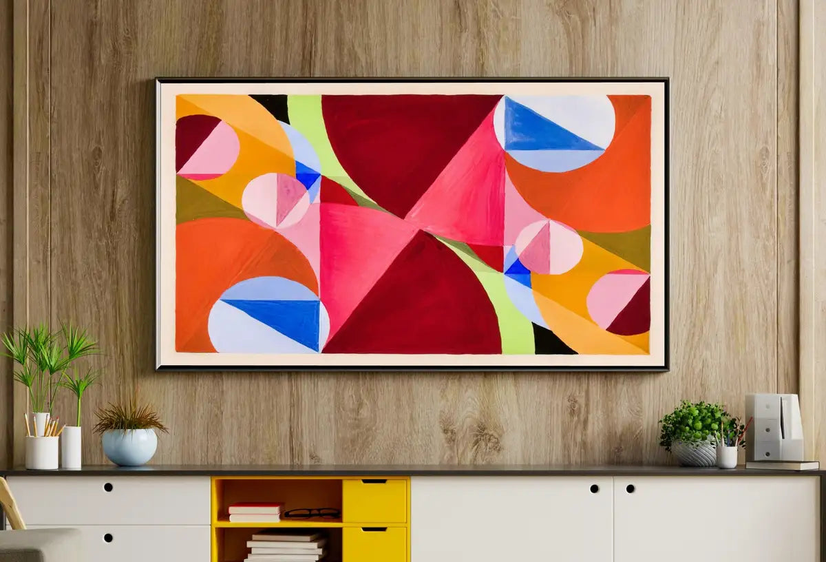 Detail view of artwork from Samsung Frame TV Art 4K Colorful Geometric Abstract Art. Instant Download Vintage Abstract Watercolor Painting. Art for Frame TV. (variation 2)